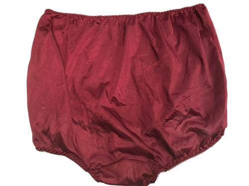(2) Ventura Nylon Brief Panties Decorative Applique Plus Size 16 / 9X BURGUNDY - Picture 2 of 2