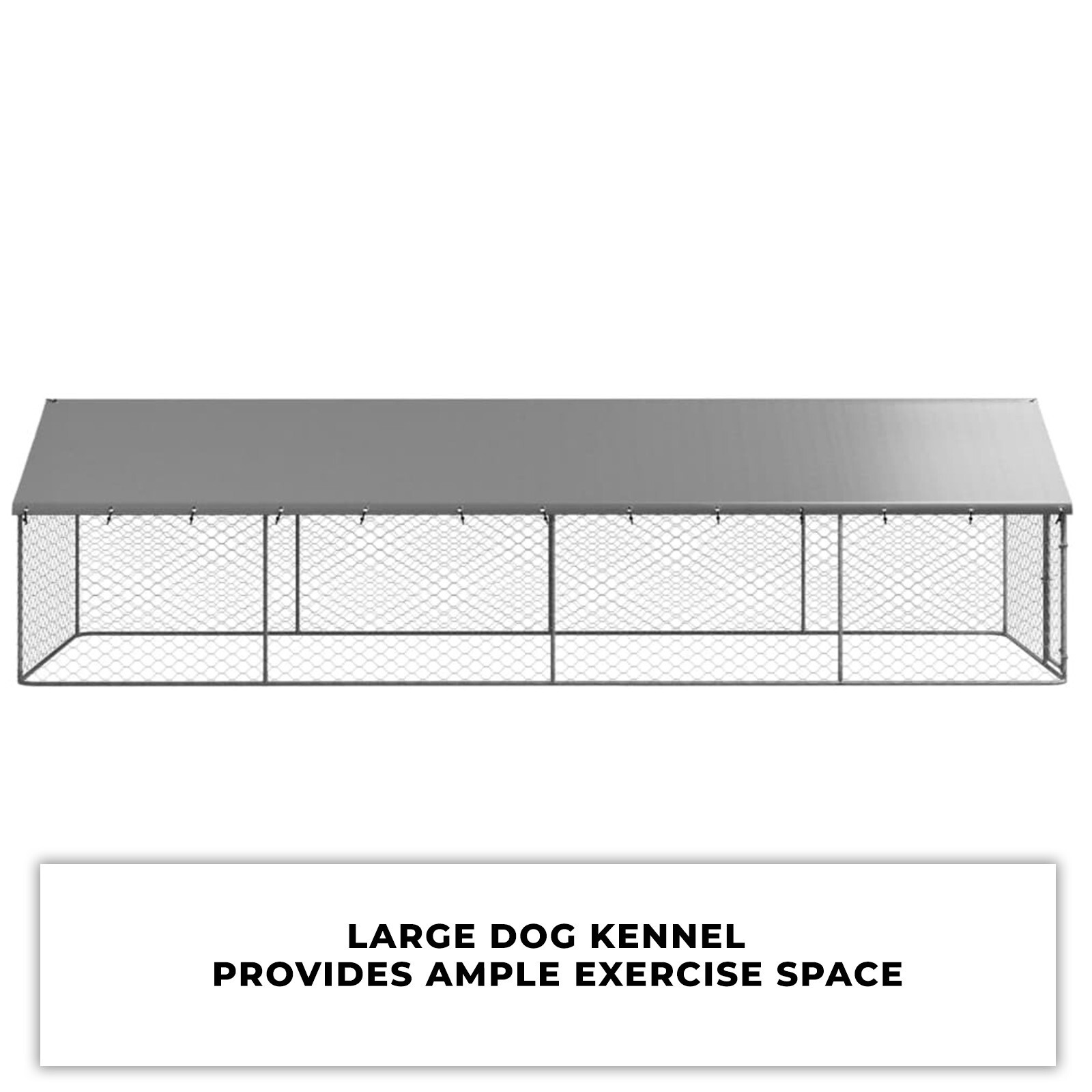 6x2m Dog Kennel Run Cage Chain Link Pet Puppy Steel Pen Outdoor