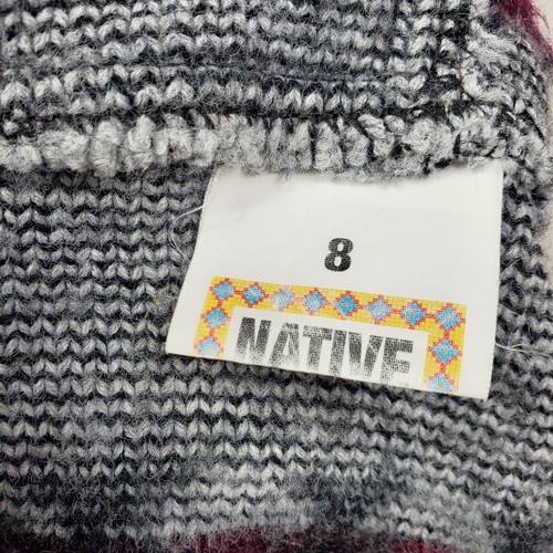 Native Import Arpillera Handmade Peruvian Zip Sweater Multicolor Hooded Sz 8 - Picture 6 of 8