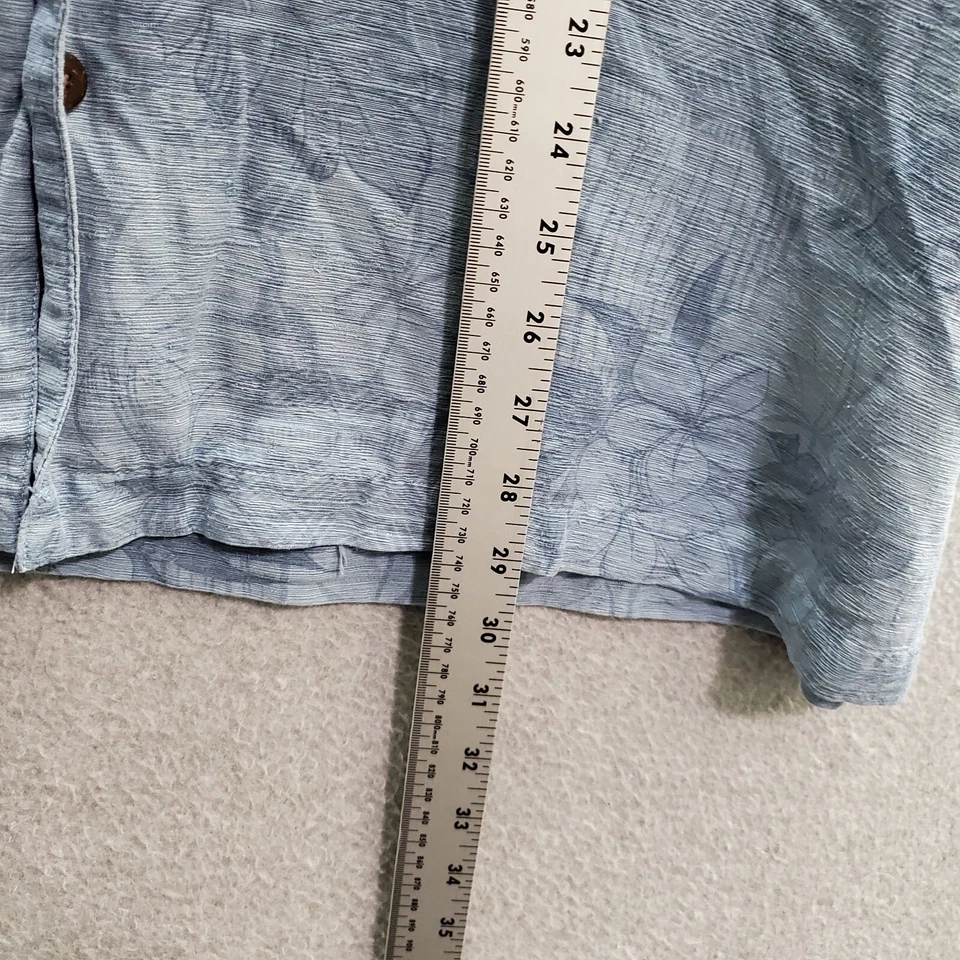 Havana Jack's Cafe Men Button Up Shirt 2XL Blue Floral 100% Silk Pocket Collar - Image 3 of 4