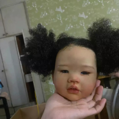 28inch Weighted Reborn Dolls Rooted Hair Dark Skin Girl African Toddler DIY Gift