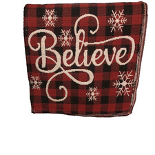 NEW Christmas Winter Believe Table Runner Red Black Plaid 54"x13" Farmhouse