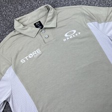Oakley Polo Shirt Mens Small Beige Gray Block Tour Issue Pro Golf Patrick Rodger