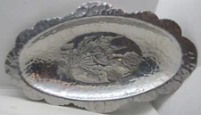 SALE! Vintage RODNEY KENT #406 Bread Tray TULIP Motif Hammered, Scalloped