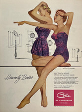 Cole of California - Heavenly Bodies 1952 Vintage Print Ad Ren Wicks Sexy Pin-up