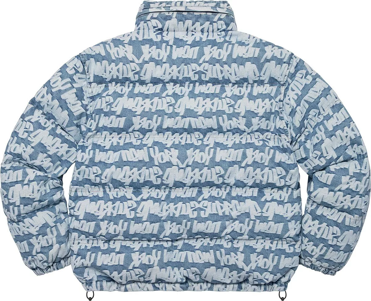 Supreme license plate puffy jacket cheap