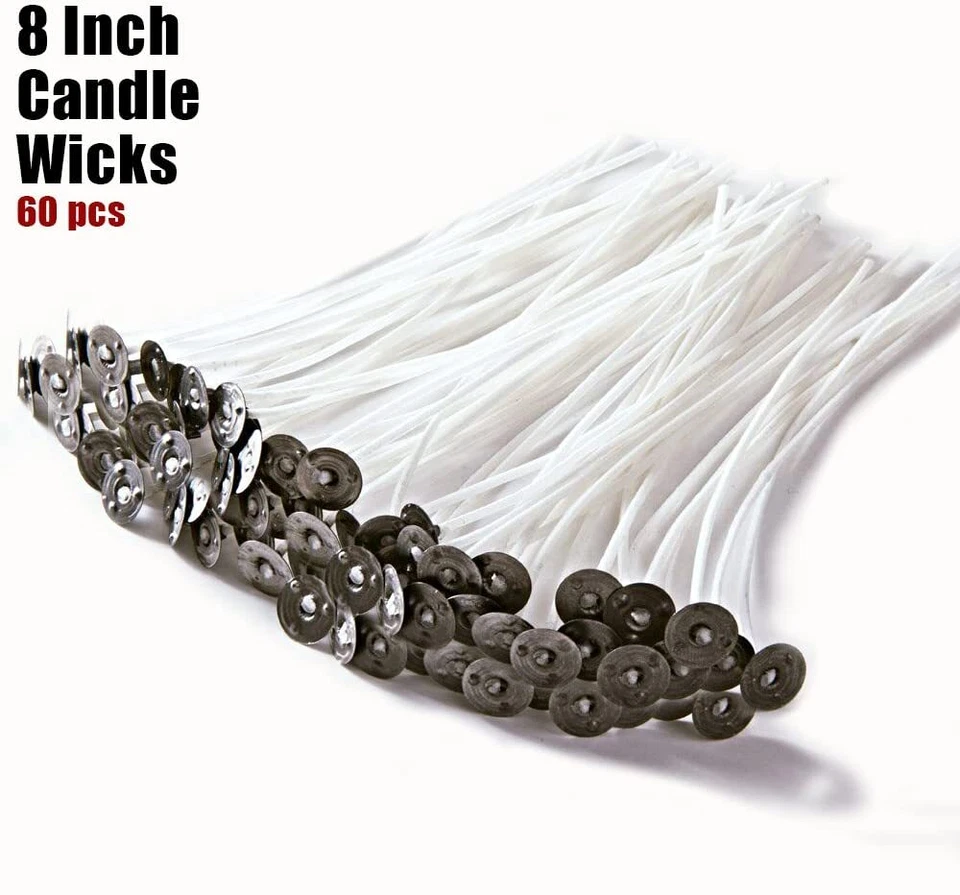 60/120 Candle Wicks 8 Inch Cotton Core Candle Making Supplies Pre Tabbed DIY US - Image 4 of 4