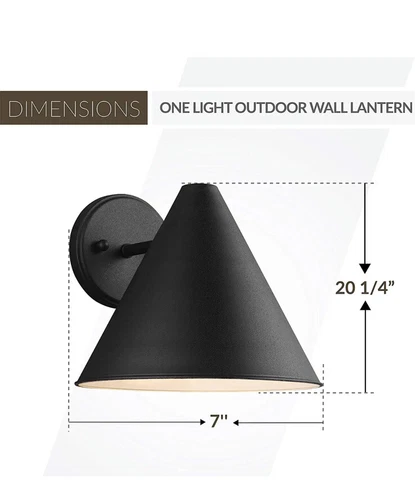 Generation Lighting Crittenden SM 1-Lt 7" Outdoor Wall Lantern, BK - 8438501-12 - Picture 4 of 7