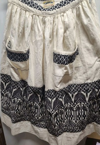 Vintage Hand Loomed Linen Skirt With Pockets Textiles Guadalajara - Picture 3 of 18