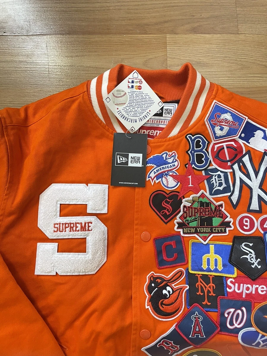 Supreme X New Era MLB Varsity Jacket Orange