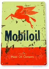TIN SIGN Mobiloil Company Oil Sign, Gas Station, Garage, Auto Shop, Retro, A130