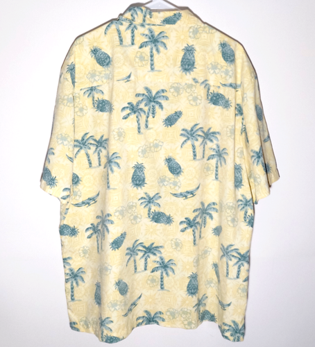 Hawaiian Shirt by Trader Bay | Yellow Palm Trees & Pineapples | Mens XL - Picture 2 of 6
