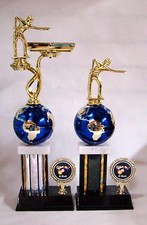 1st and 2nd - 8 Ball Billiard Trophies with globe - Free Engraving
