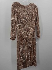 Pre-Owned Dress the Population Brown Size Medium Sequin Midi Evening Gown