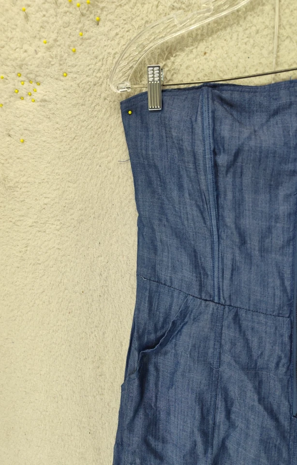 Mono de mujer Rachel Roy extra grande azul 100 % lyocell fuera del hombro pierna ancha Foto 2 de 4