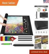 Deluxe Jigsaw Puzzle Mat for 2000 Pieces   Roll Up Felt Board with Sorting Trays