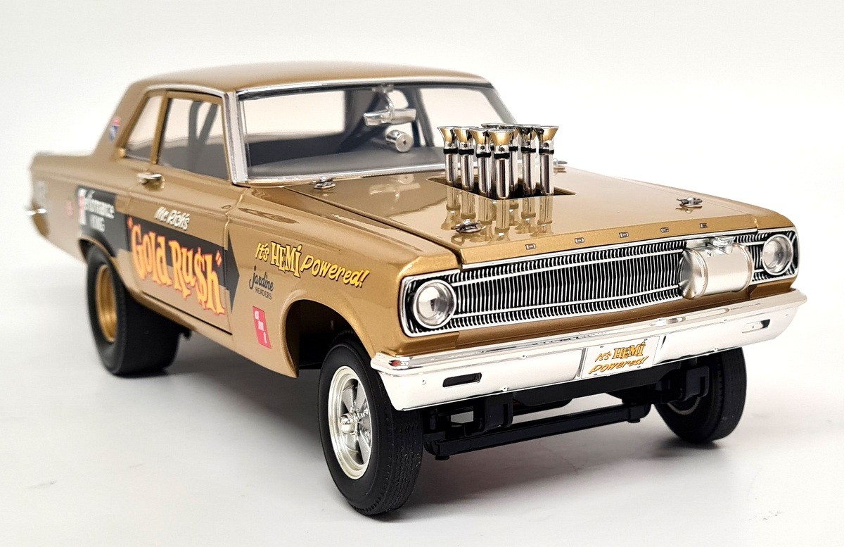 Acme 1/18 Dodge Coronet AWB 1965 Gold Rush 1/4 Mile Diecast Model Car