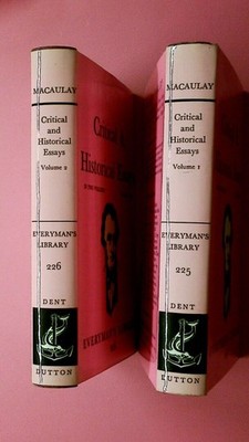 202282 Macaulay HISTORICAL ESSAYS IN TWO VOLUMES Volume one and two 225/226 HC