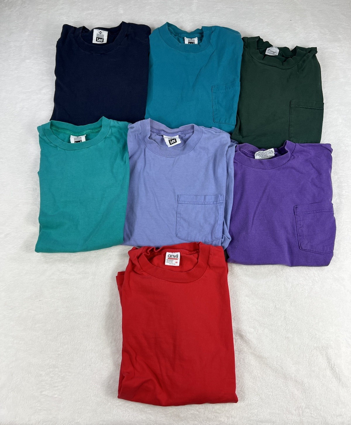 Lot Of 7 Vintage Lee Blank T-Shirt Bundle Mens Medium Single Stitch USA Made