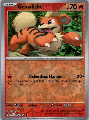 Pokemon TCG Growlithe 30/198 Scarlet Violet Rev Holo NM
