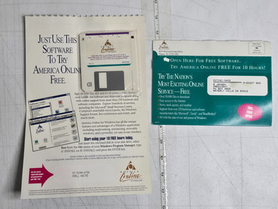 RARE Vtg AOL Windows Version 1.1 Floppy Disk Lot of 2 Sealed New Media Inside