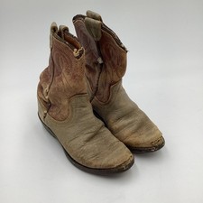 Vintage Child's Leather Cowboy Boots Tan Western Rodeo Style Distressed Decor