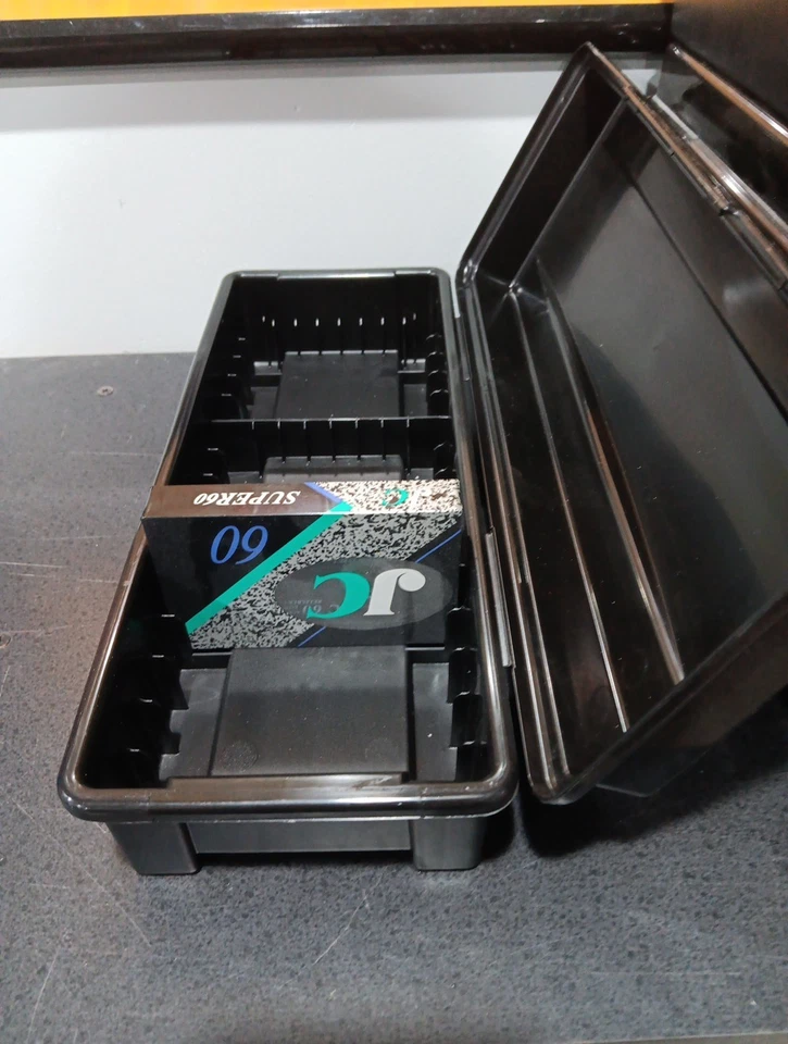 Cassette Tape Plastic Boxes With Lids Stackable Alpha Vintage Tape Storage - Image 4 of 4