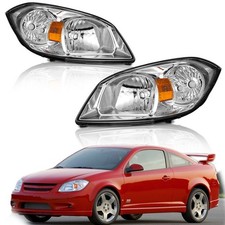 Pair Headlights Left Right For 2005-2010 Chevy Cobalt 07-09 Pontiac G5 Chrome