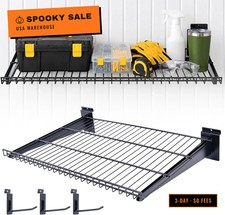1 Pcs Slatwall Shelves, Carbon Steel Shelf with 3 Hooks, 24" x 16.5"