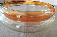 Vetro soffiato Murano ciotola  contenitore vaso no Venini vintage giallo ocra