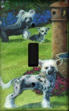 Chinese Crested Art Printed on a Single Toggle light switch plate, made in USA
