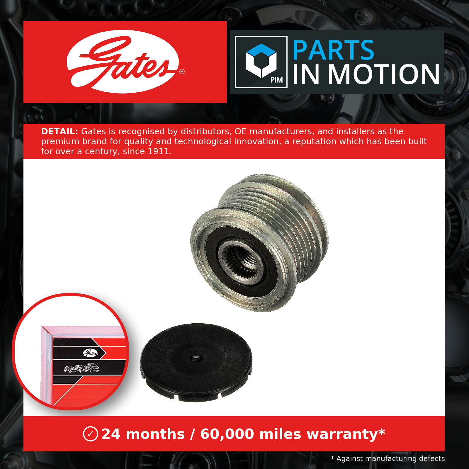 Overrunning Alternator Pulley fits VW TOURAN 1T, 1T3 03 to 15 Clutch Gates New - Image 21