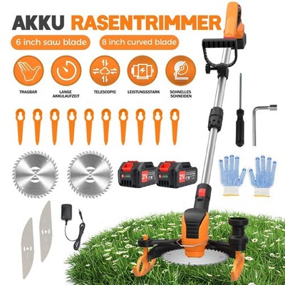 Akku Rasentrimmer Motorsense 21V/3.0Ah + 2 Akkus und Ladegerät Schnittkreis