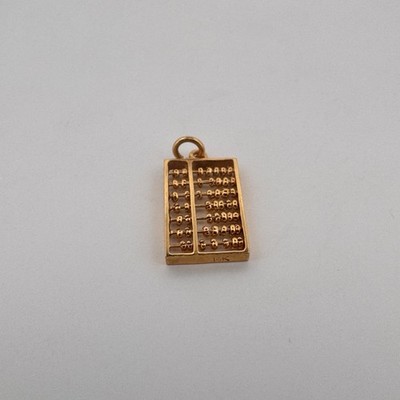 14K Gold Abakus Charm Anhänger Miniatur bewegliche Perlen 0,93g Vintage