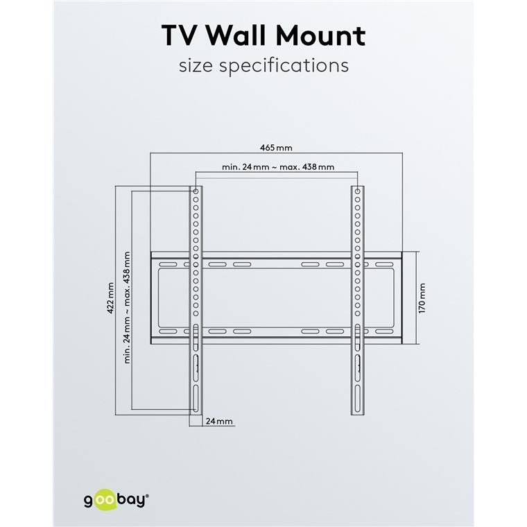 Support mural TV Goobay Basic fixe pour sécuriser les grands écrans de 55 pouces - 3