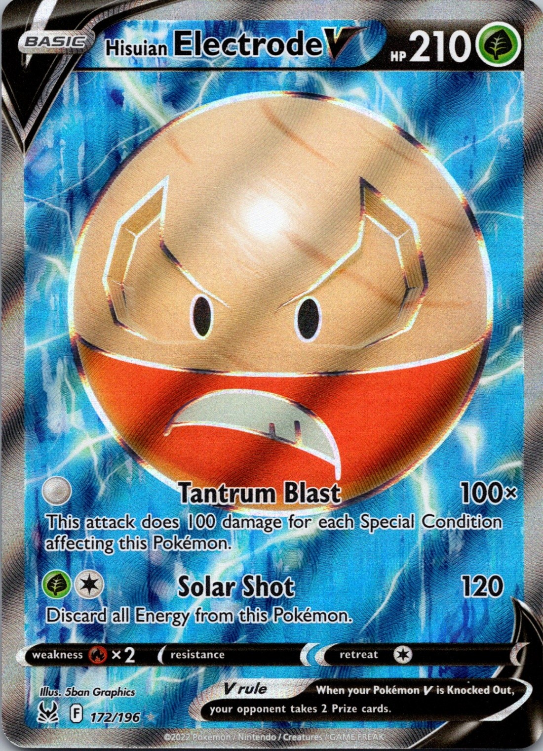 Hisuian Electrode V (Full Art) 172/196 Ultra Rare SWSH11: Lost Origin NM