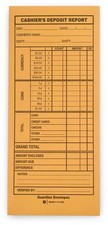 Brown Kraft Cashier Deposit Envelopes 4.5 x 10.375in Gummed Flap Cash Report