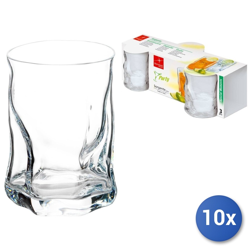 10x Packs 3 Glasses In Transparent Source Glass 30 Cl Bormioli Rocco