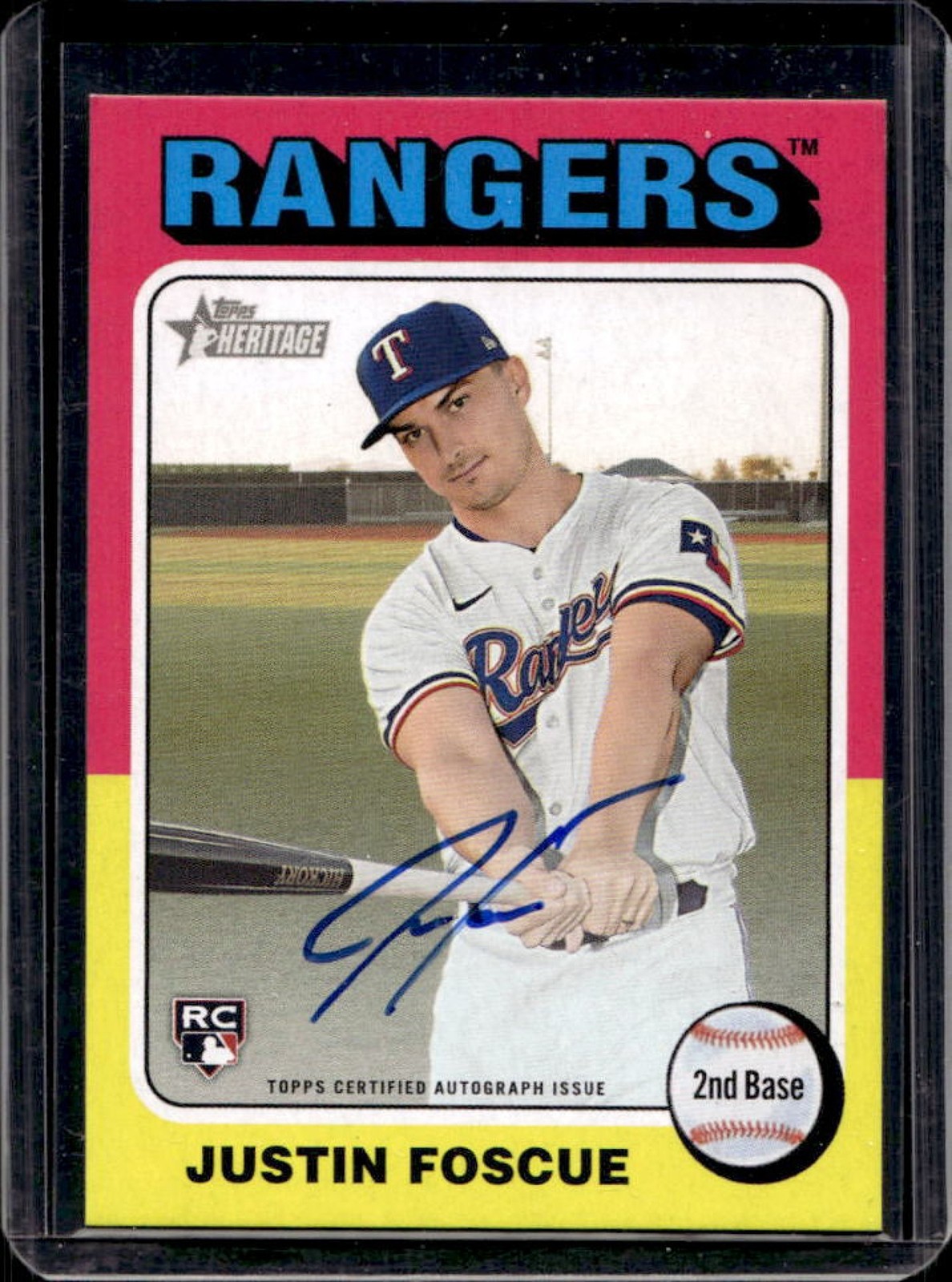 2024 Topps Heritage High Number Justin Foscue Real One Auto RC #ROA-JU Rangers