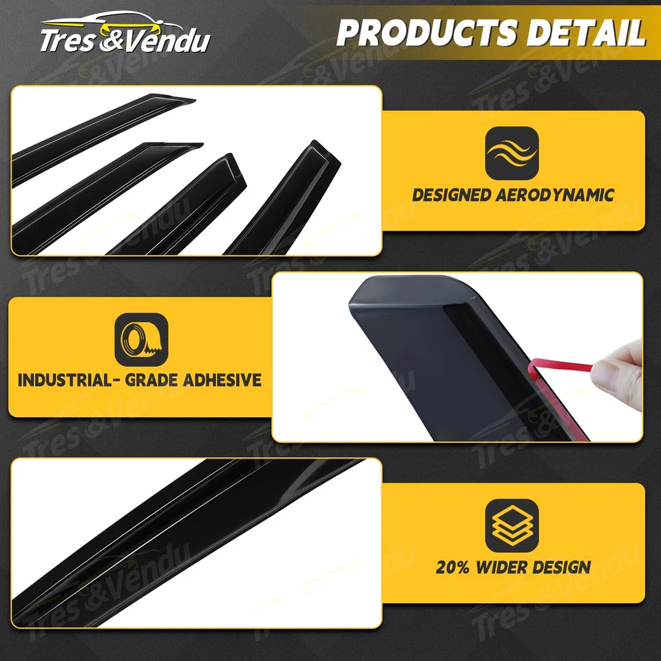 Wind Deflectors for Audi A6 C7 2011-2018 4 Door Saloon 4pcs Tinted 8Clips UK - Image 3 of 4