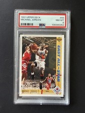 1991 Upper Deck Basketball Card #69 MICHAEL JORDAN Bulls Graded PSA 8 NM-MT