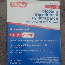 Rugby Nicotine Transdermal System Patch Step 1 21 mg 14 ct Child-Resistant