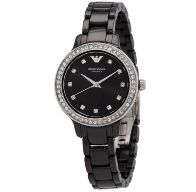 Emporio Armani Cleo Quartz Crystal Black Dial Ladies Watch  display picture 1