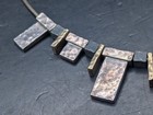 🔥 VINTAGE STERLING SILVER BRUTALIST MODERNIST HAMMERED PANEL DANGLE NECKLACE 🔥 — photo 2