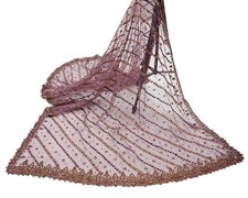Indian Vintage wedding Hand Embroidered Purple Net Dupatta Zardozi Stole Veil