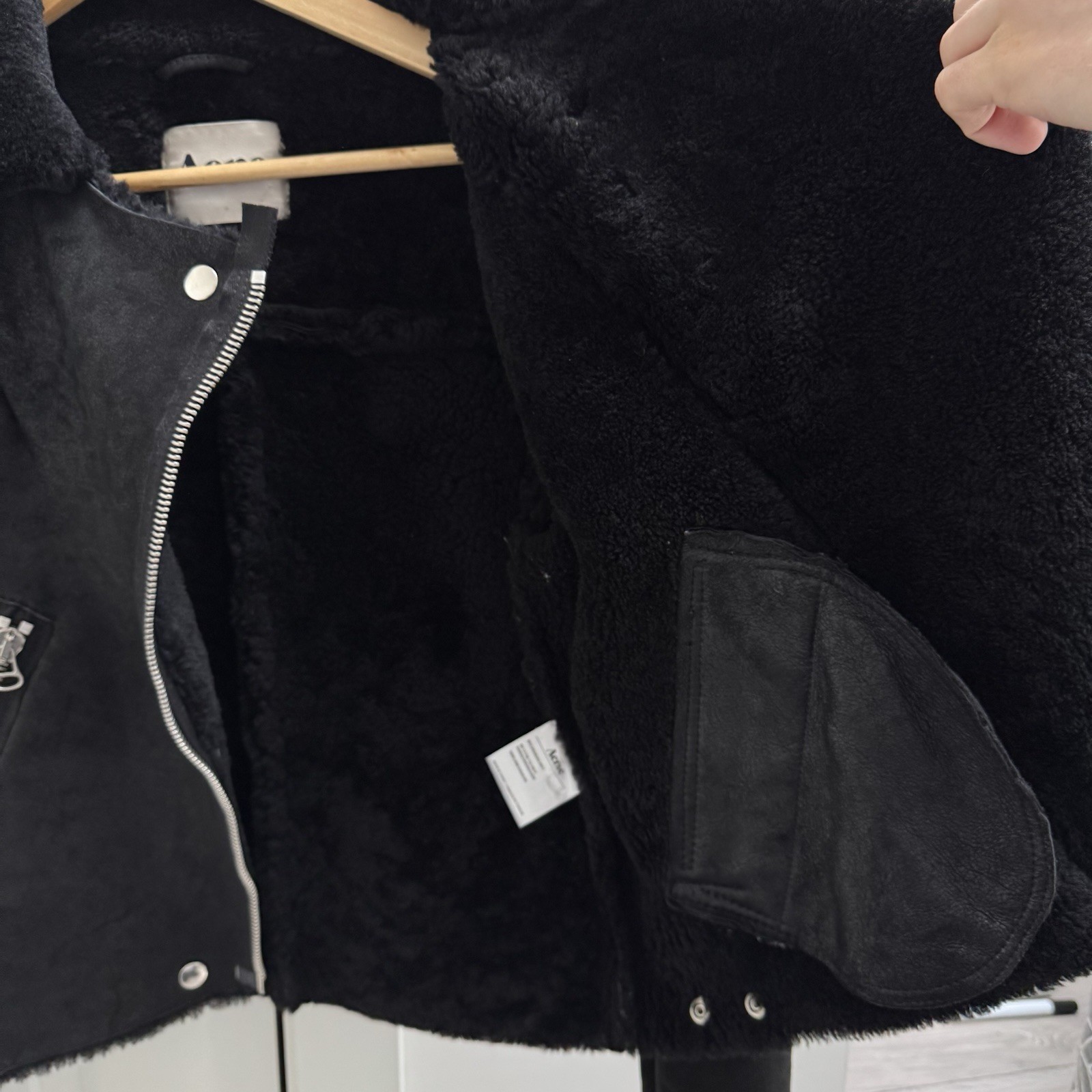 Acne Studios Black Leather Shearling Lined Jacket - Biker Style, UK 8 (36) | Authentic | No Wear | RRP £1800 image 8