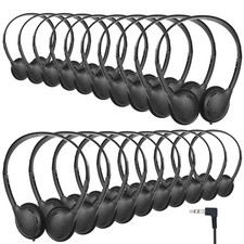 20 PCS Headphones Bulk For Classroom School Student 3.5mm Jack Wired Black