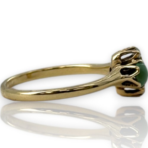 Late Victorian Era 14kt Gold Turquoise Mine Cut Diamond Cocktail Ring Size 7 - Picture 2 of 6