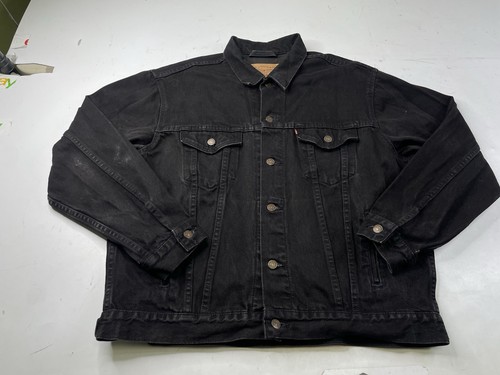 Vintage Levis Jacket Mens Large Black Denim 70507 4159 Type 3 Trucker USA 90s