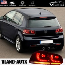 VLAND Red LED Tail Lights For VW GOLF MK6 GTI R 2008-2013 Cherry W/Sequential X2